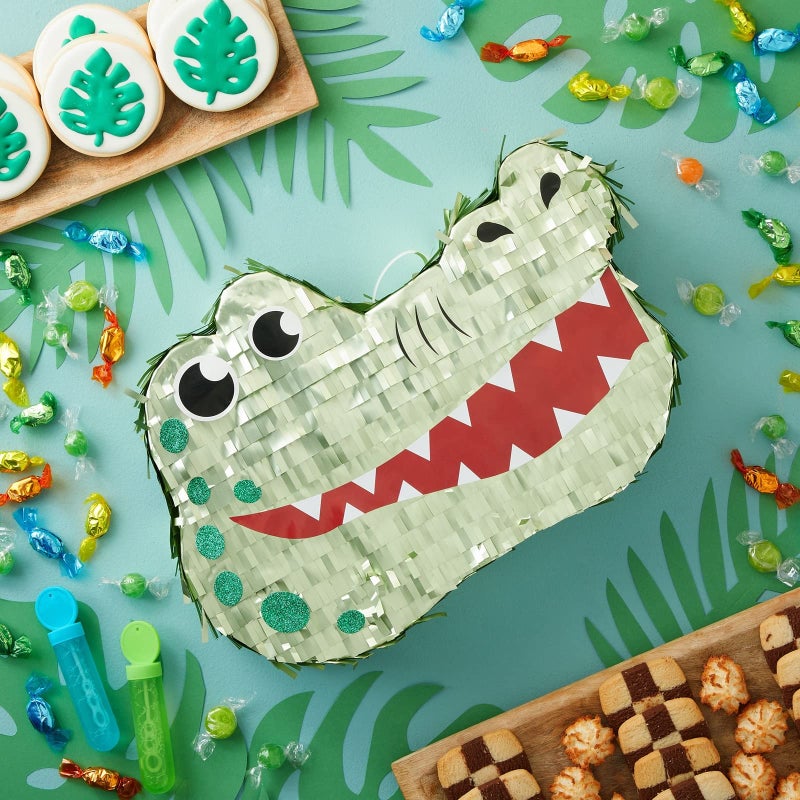 BLUE PANDA Alligator Pinata - Small Green 16.5 x 11.5 x 3 In - Pinata for Kids Safari, Animal Party Decor & Alligator Party Supplies - Image 2